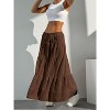Women's Boho Maxi Skirt - Flowy Flared Ruffle Design for Summer & Going Out Outfits Brown - 4 of 4