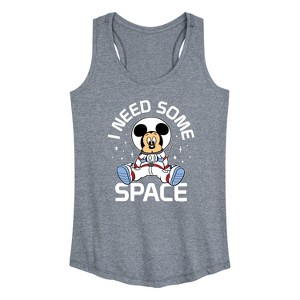 Women's Disney Mickey I Need Some Space Graphic Racerback Tank - Heather Grey - X-Large - 1 of 4
