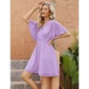 Coolmee Women's Summer Floral Sundress Short Sleeve Wrap V Neck A-Line Midi Dress - 4 of 4