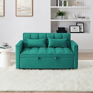 Kumasinova 54.33" Versatile Foldable Sofa Bed,Tufted Velvet Sleeper Sofa with 2 Pillows,Adjustable Back,Modern Pull Out Sofa Bed for Living Room - 1 of 4