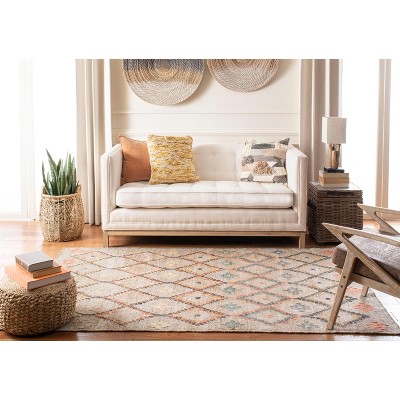 Beige and Gold Flat Woven Wool Cotton Area Rug 6' x 9'
