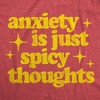 Womens Anxiety Is Just Spicy Thoughts T Shirt Funny Sarcastic Anxious Joke Text Tee For Ladies - Crazy Dog Women's T Shirt - 2 of 4