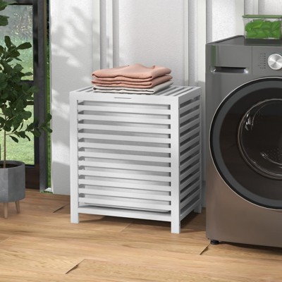 ALEXOUN 11.53 Gallons Bamboo Laundry Hamper with Removable Liner & Lid - Space-Saving for Bedroom, Laundry Room Organization,Apartments