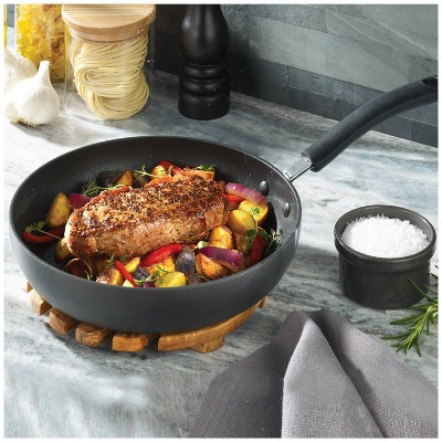 12-Inch Gray Aluminum Nonstick Fry Pan with Lid