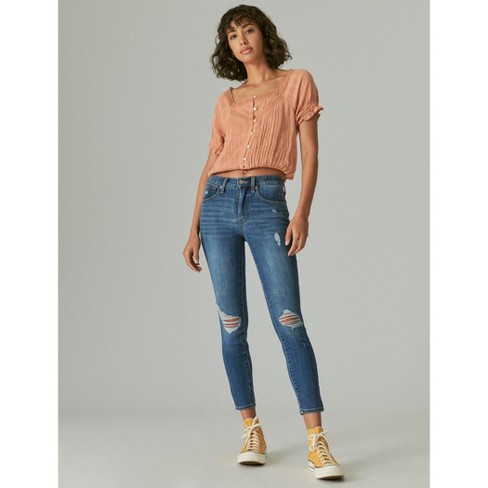 Lucky Brand Women's High Rise Bridgette Skinny Destruct Jean