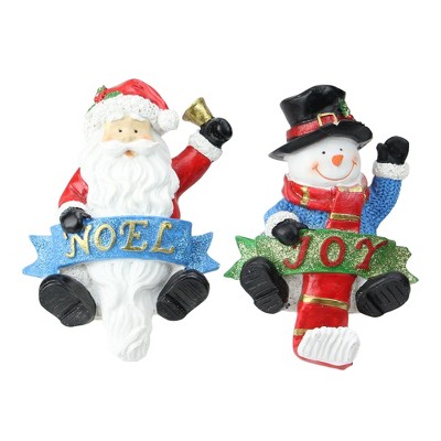 Northlight Set of 2 Santa and Snowman Glittered Christmas Stocking Holders 6.25"