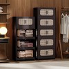 Hrinhom 19.7"W Retro 5-Tiers Foldable Storage Cabinet with Magnetic Door and Wheels - 2 of 4