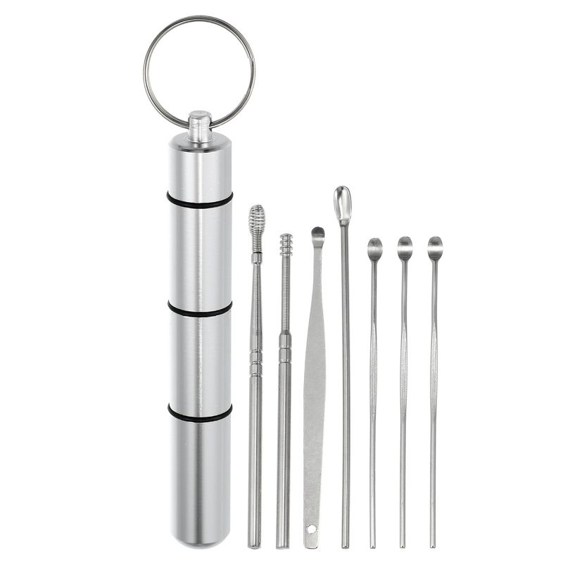 Unique Bargains Stainless Steel Ear Cleansing Tool Set Ear Cleaner Set with Aluminum Storage Case 7 Pcs, 1 of 7