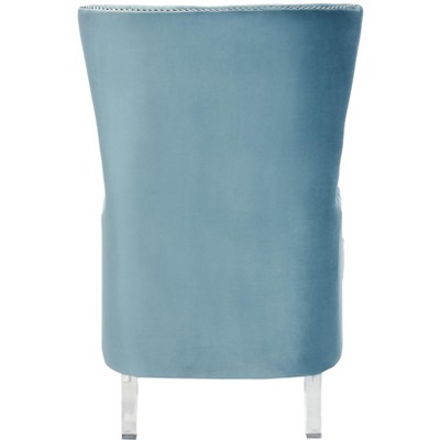 Light Blue Velvet Wingback Accent Chair with Acrylic Legs