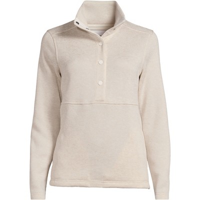 Lands' End Women's Sweater Fleece Snap Neck Pullover Jacket