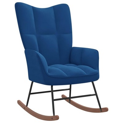 vidaXL Chic Blue Velvet Rocking Chair - Modern Design, Comfort Seating, Smooth Rocking Rails, Sturdy Steel Frame