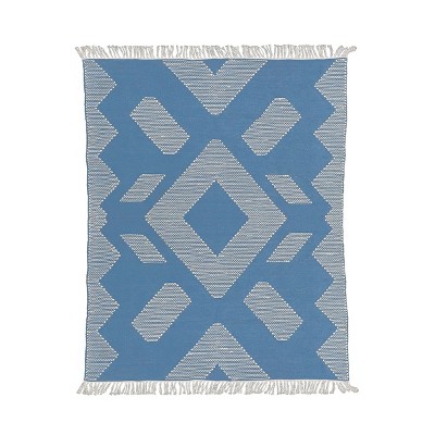 4x6 Geometric Hand Woven Indoor/Outdoor Rug Dusty Blue - National Tree Company