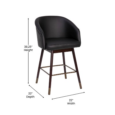 Brida Black Faux Leather and Walnut Counter Stool