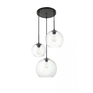 Elegant Lighting Baxter 3 Lights Black Pendant With Clear Glass - 1 of 4