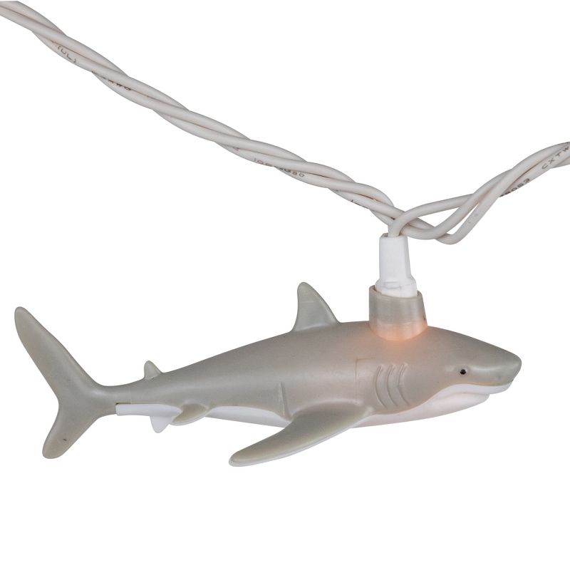 Northlight Shark Patio Light Set - Gray and White - 6' White Wire - 10ct, 5 of 6