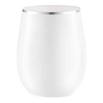 Smarty Had A Party 12 oz. White with Silver Elegant Stemless Plastic Wine Glasses (64 Glasses)