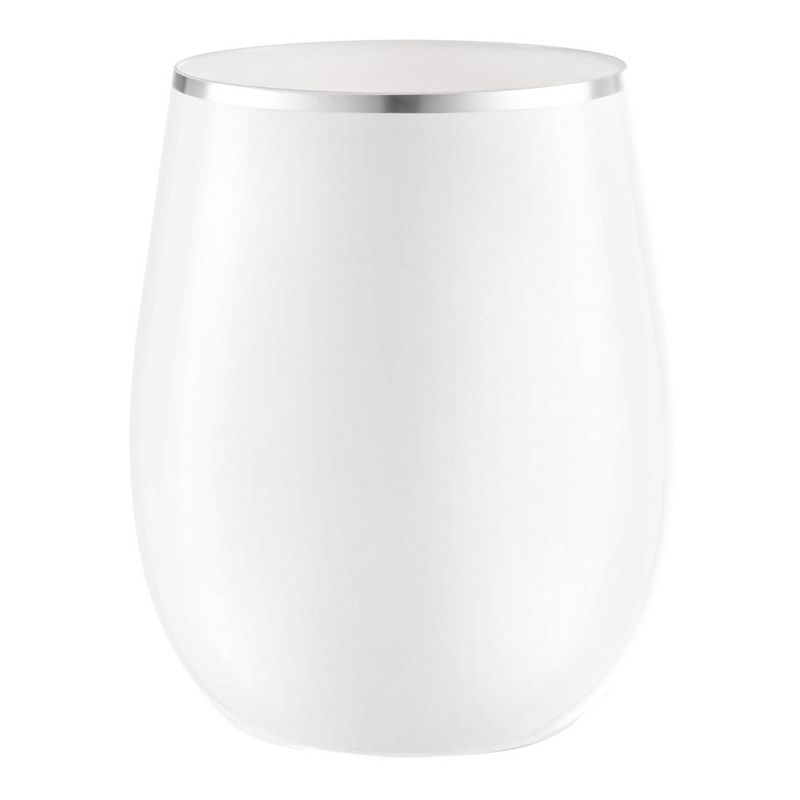 Smarty Had A Party 12 oz. White with Silver Elegant Stemless Plastic Wine Glasses (64 Glasses), 1 of 2