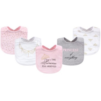 Little Treasure Baby Girl Cotton Bibs 5pk, Princess, One Size