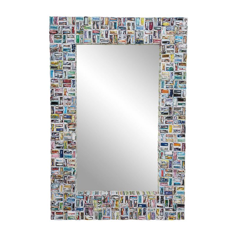 Glass Handmade Recycled Magazine Frame Wall Mirror Multi Colored - Olivia &#38; May, 6 of 17