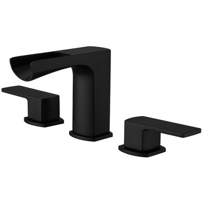 BWE Waterfall 8 in. Widespread Double-Handle Bath Faucet Set 3-Holes Vanity Sink with Metal Drain