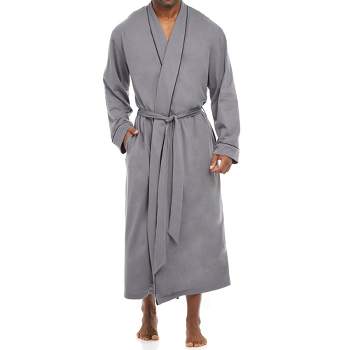 Men's Soft Cotton Knit Jersey Long Lounge Robe with Pockets, Bathrobe
