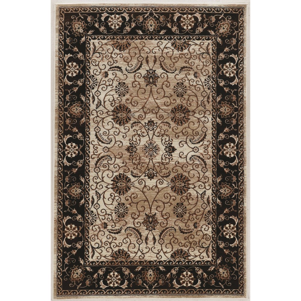 2'x3' Vintage Collection Isfahan Rug Brown - Linon: Floral Pattern, Low Pile, Indoor, Machine Made, Cotton Backing