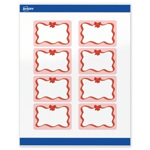 Avery Labels, 2" x 3", Gold-Pink Bow, Glossy, 80ct - 1 of 4