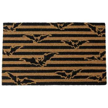 Northlight Natural Coir Flying Bats Halloween Doormat 18" x 30"