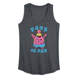 Women's - SpongeBob SquarePants - Tats On Pat Graphic Racerback Tank - 1 of 4