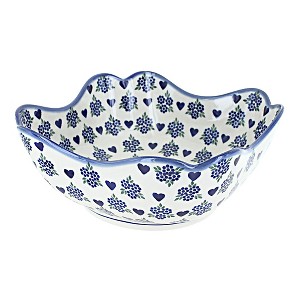 Blue Rose Polish Pottery A496 Andy Medium Scallop Serving Bowl - 1 of 2