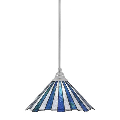 Toltec Lighting Any 1 - Light Pendant in  Brushed Nickel with 16" Sea Ice Art Glass Shade