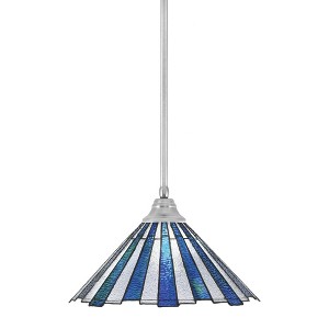 Toltec Lighting Any 1 - Light Pendant in  Brushed Nickel with 16" Sea Ice Art Glass Shade - 1 of 1