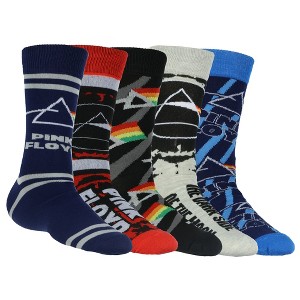 Pink Floyd Socks Men's Icon And Logo Rock Band Casual Crew 5 Pair Crew Sock Fits Shoe Size 10-13 Multicolored - 1 of 4