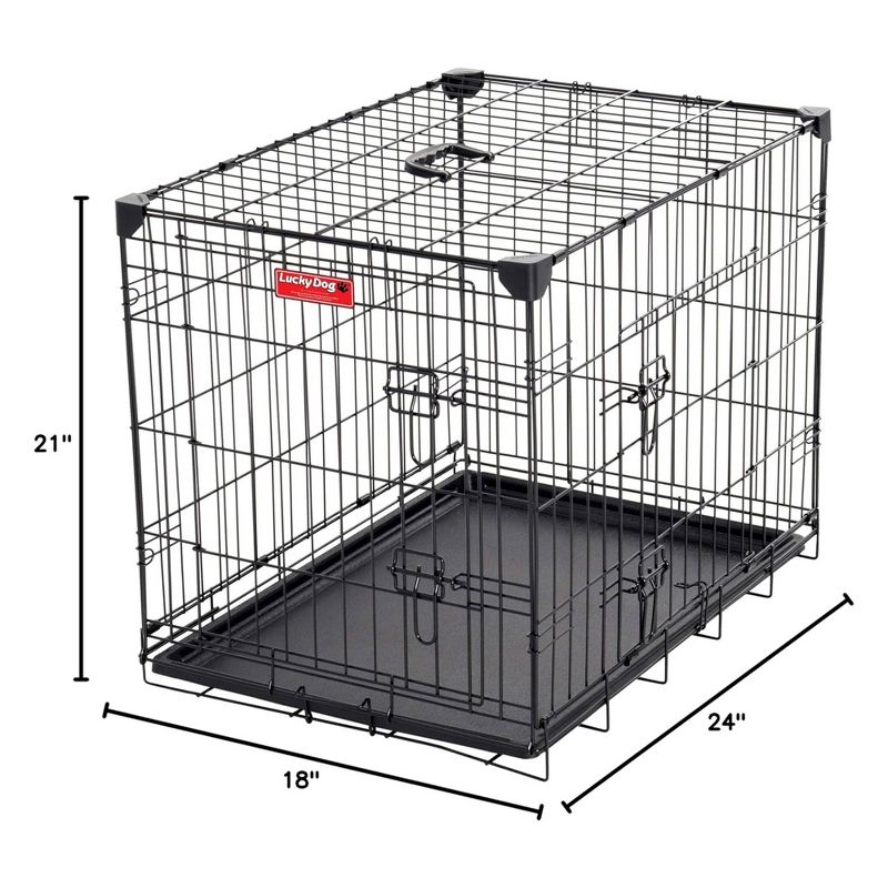 Lucky Dog Dwell Series 24 Inch Small Lightweight Kennel Secure Fenced Pet Dog Crate w/Divider Panels, Sliding Doors, and Removable Tray, Black, 2 of 7