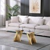 NicBex Modern 51.18" Rectangle Coffee Table with Glass Top and Steel Base for Living Room and Office, Gold - 3 of 4