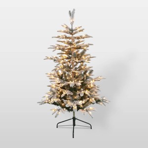 4.5ft Pre-Lit Flocked Alaskan Fir Artificial Christmas Tree - Puleo - 1 of 4