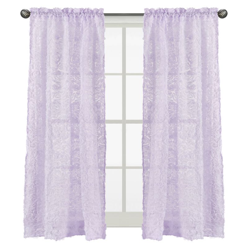Sweet Jojo Designs Window Curtain Panels 84in. Rose Lavender, 1 of 6