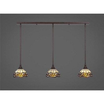 Toltec Lighting Any 3 - Light Chandelier in  Bronze with 7'' Roman Jewel Art Glass Shade