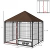 VisioGear Outside Dog Kennel, Puppy Play Pen with Canopy, Garden Playpen Fence Crate, Enclosure Cage and Rotating Bowl, Black, 55.5"*55.5"*59.5" - 3 of 4