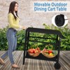 ROVSUN Gourmet Rolling Grill Cart with Trash Bag Holder, Hooks, Side Handle, Outdoor/Indoor Dining Prep Table Cart for Camping, Party, BBQ, Black - 2 of 4