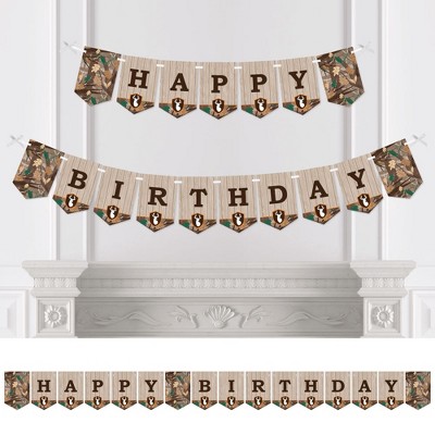 Big Dot of Happiness Gone Hunting - Deer Hunting Camo Birthday Party Bunting Banner - Birthday Party Decorations - Happy Birthday