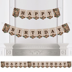 Big Dot of Happiness Gone Hunting - Deer Hunting Camo Birthday Party Bunting Banner - Birthday Party Decorations - Happy Birthday - 1 of 4