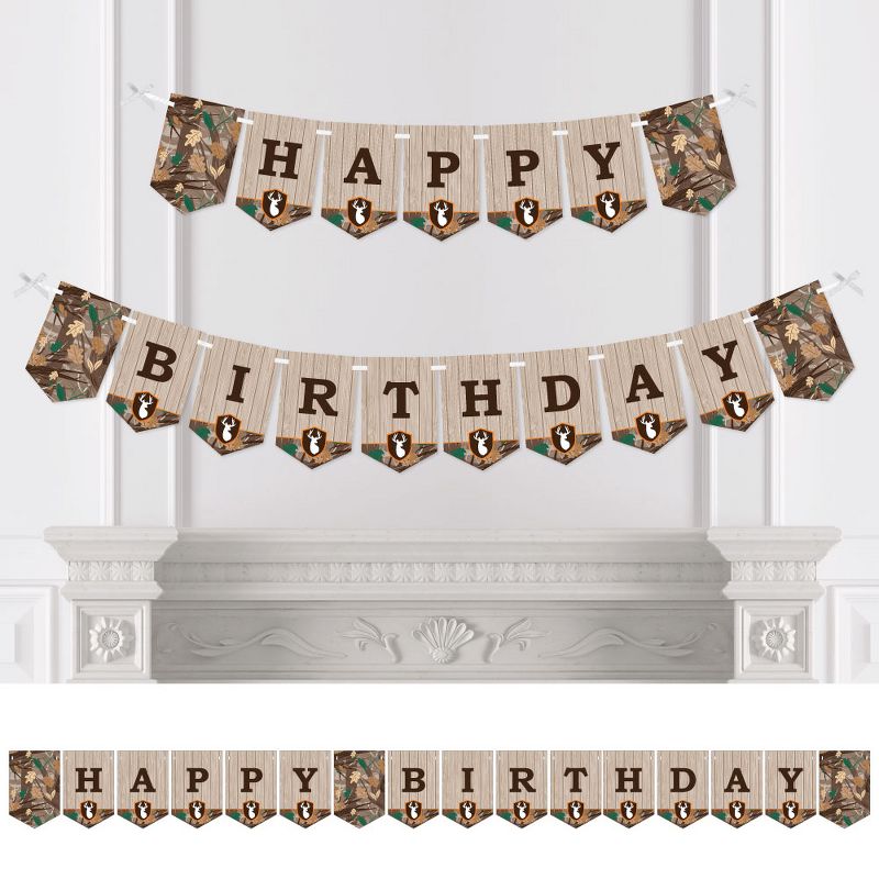 Big Dot of Happiness Gone Hunting - Deer Hunting Camo Birthday Party Bunting Banner - Birthday Party Decorations - Happy Birthday, 1 of 6