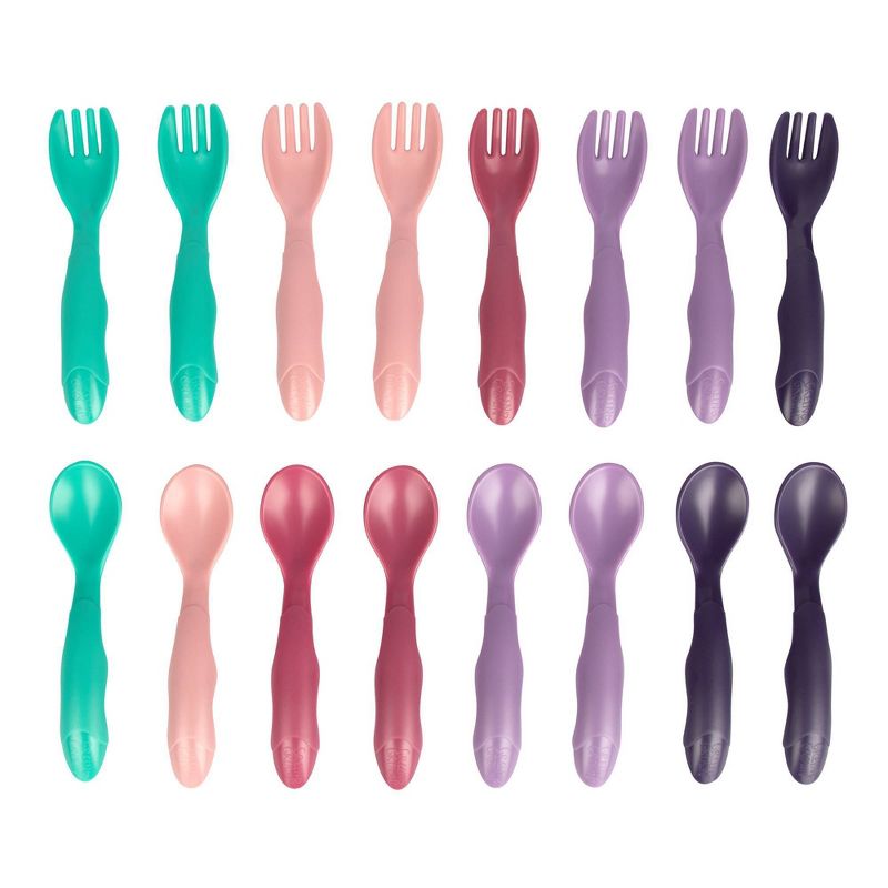 The First Years GreenGrown Reusable Flatware - Toddler Forks &#38; Spoons - Pink - 16pk, 1 of 10
