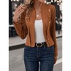 Coolmee Women's Faux Suede Leather Jacket Casual Long Sleeve Blazer Jacket Coat Fall Outfits - 3 of 4