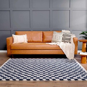 Hauteloom Kieu Blue & White Checkered Area Rug - 1 of 4