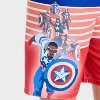 Boys' Marvel Captain America Shield Swim Shorts - Blue/Red - 3 of 3