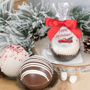 3 Pcs Christmas Hot Chocolate Bombs White Chocolate With Crushed Peppermint - Happy Holidays