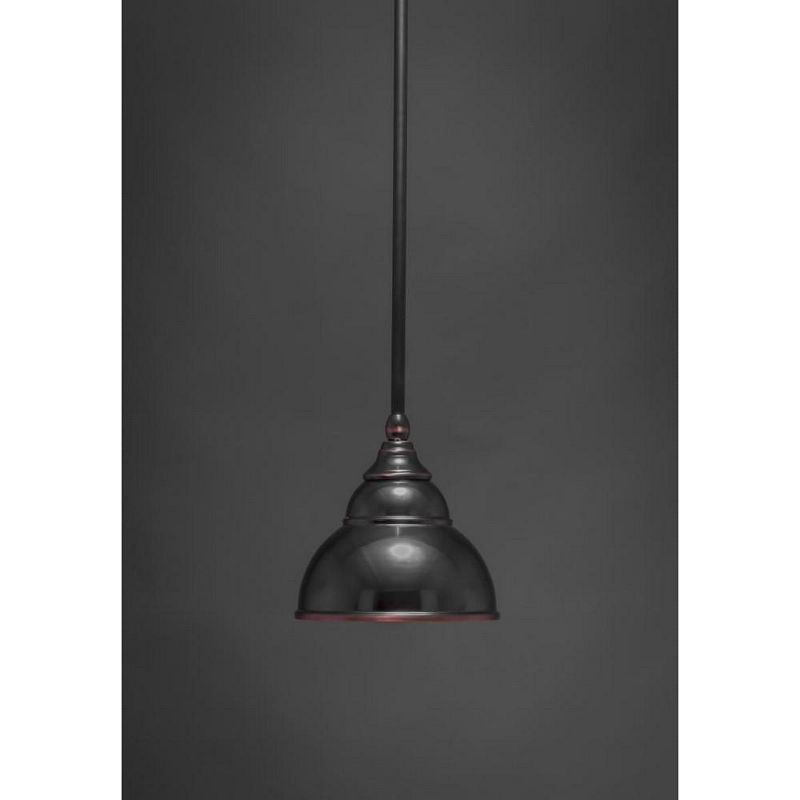 Toltec Lighting Any 1 - Light Pendant in  Black Copper with 7" Black Copper Double Bubble Metal Shade Shade, 1 of 2