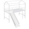 NicBex Twin Size Bunk Bed Classic House Shape Loft Bed Metal Bed Frame with Blackboard, Guardrails, Slide and Ladder, No Box Spring Required - 3 of 4
